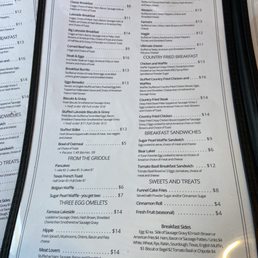 Breakfast menu Breakfast menu