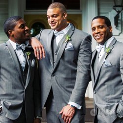 Fleur-Di-Re - Dapper Groomsman wearing succulent boutonnières.