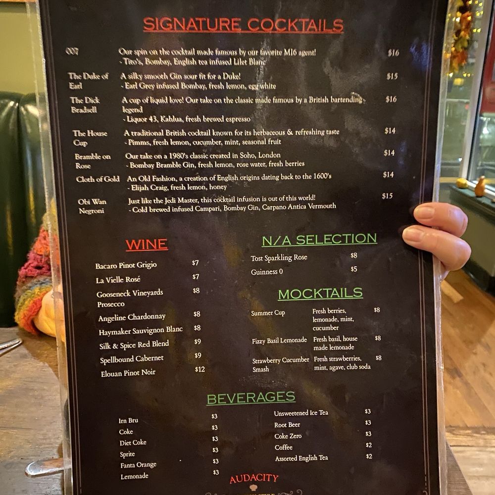 Audacity British Style Pub - Drink menu - Pubs Near Me - Manchester, Connecticut