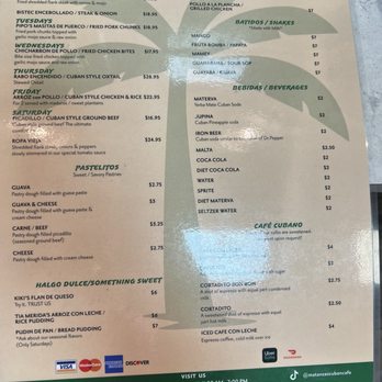 Matanzas Cuban Cafe - Menu - Cuban Near Me - Hartsdale, New York