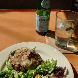 Nordstrom Marketplace Cafe - Signature Mushroom and  Beef Burger, Truffle Aïoli, cheese and caramelized onions, no bun, side salad