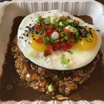 Diamond Head General Store - Loco Moco with Beef Patty, Sunnyside up Eggs over Rice with Gravy - Hawaiian Near Me - San Bruno, California Diamond Head General Store - Loco Moco with Beef Patty, Sunnyside up Eggs over Rice with Gravy - Hawaiian Near Me - San Bruno, California