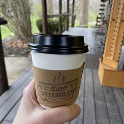 Creekside Cafe - Opens at 6:00am. Beautiful morning on their porch swing