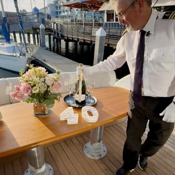 Marquis Charters - Champagne poppin by our captain with customized flutes - Boat Charters Near Me - Alameda, California Marquis Charters - Champagne poppin by our captain with customized flutes - Boat Charters Near Me - Alameda, California