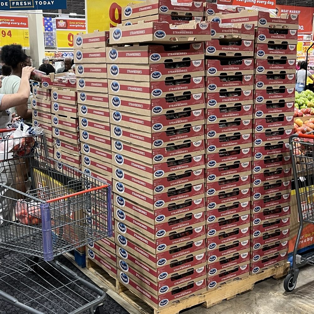 Stack 'em high & let 'em fly. 99cent strawberry Stack 'em high & let 'em fly. 99cent strawberry