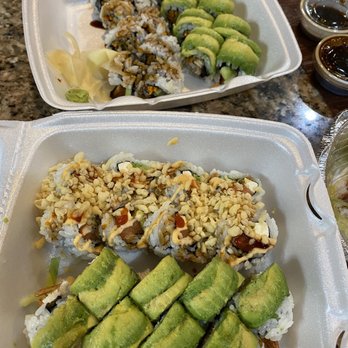 Sushi Box - green dragon roll, crunch Philadelphia roll, eel roll and caterpillar roll - Sushi Bars Near Me - McKinney, Texas Sushi Box - green dragon roll, crunch Philadelphia roll, eel roll and caterpillar roll - Sushi Bars Near Me - McKinney, Texas