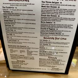 Barrels And Boards - Menu