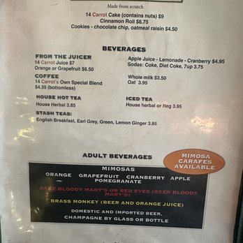 14 Carrot Cafe - Menu (July 2023) - Breakfast & Brunch Near Me - Seattle, Washington