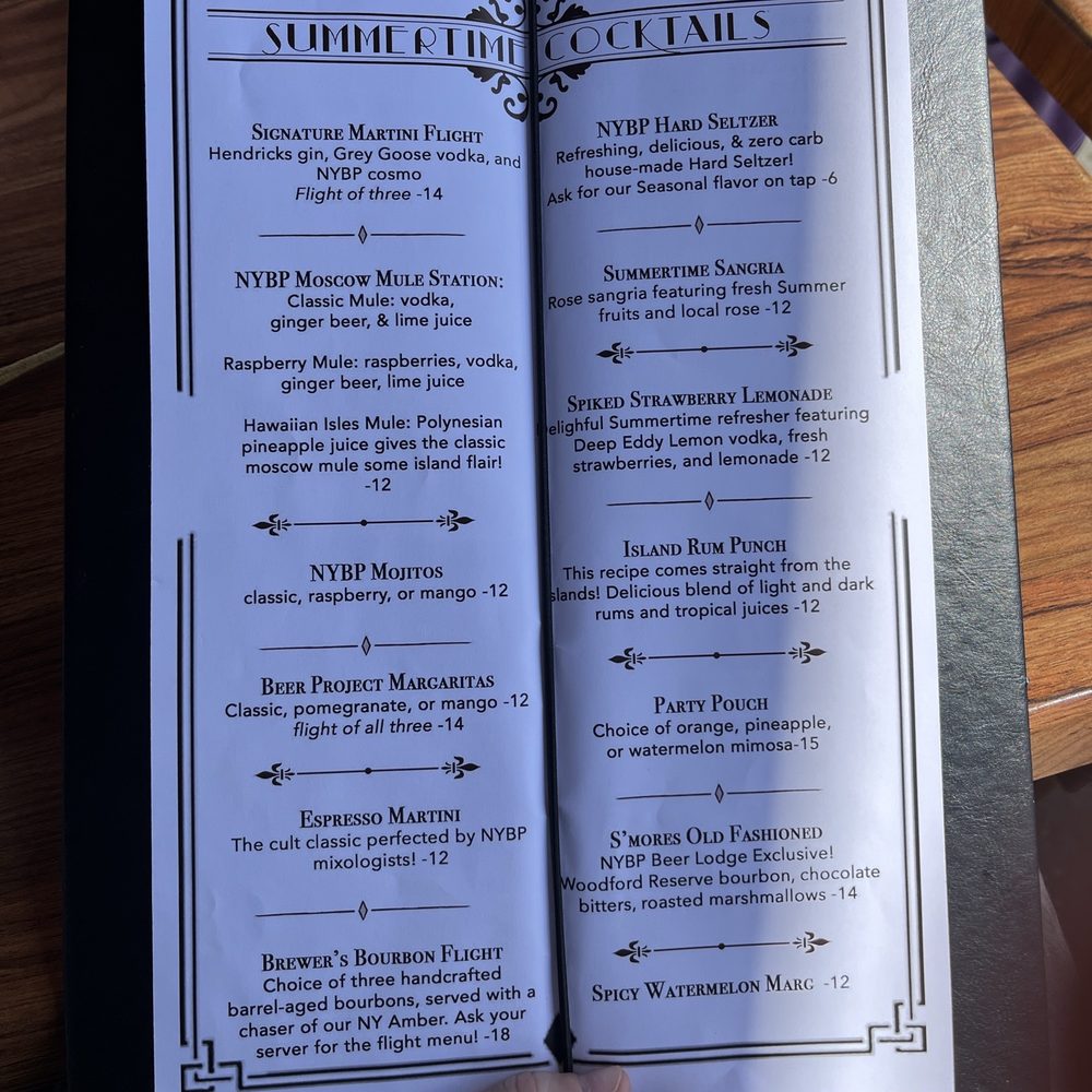 Drink menu Drink menu
