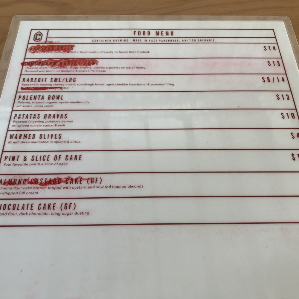 Container Brewing - Menu~ (June 2020) - Brewpubs Near Me - Vancouver, British Columbia Container Brewing - Menu~ (June 2020) - Brewpubs Near Me - Vancouver, British Columbia