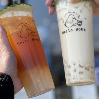 Hello Boba - Passion Fruit Oolong Tea with Crystal Pearls and Jasmine Milk Tea with Crystal Pearls - Coffee & Tea Near Me - El Monte, California Hello Boba - Passion Fruit Oolong Tea with Crystal Pearls and Jasmine Milk Tea with Crystal Pearls - Coffee & Tea Near Me - El Monte, California