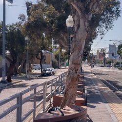 25th & Commercial Trolley Station - The two stations you find that have the many trees you also find are some that have station covers you can sit at .