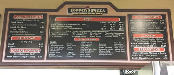 Menu photo 3 Toppers Pizza Place Thousand Oaks, CA Menu photo 3 Toppers Pizza Place Thousand Oaks, CA