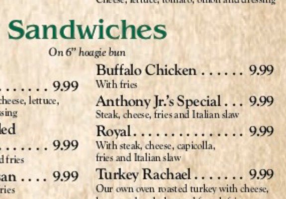 Menu photo 8 Anthony Jr'S Pizzeria Coraopolis, PA