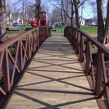 Amphitheater Park - one of two bridges spanning Pleasant Creek.  The west one leads to the firehouse playground - Parks Near Me - Greenwood, Indiana