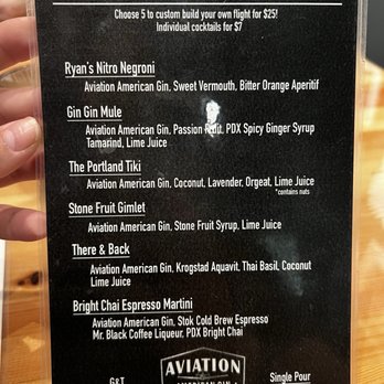 Aviation American Gin - Regular menu - Distilleries Near Me - Portland, Oregon