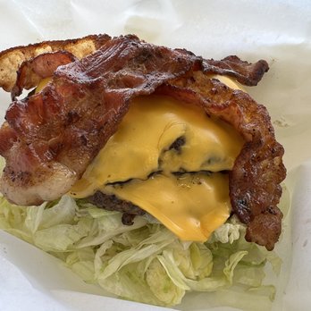 Smokey's Char Broiled - Double Bacon Cheeseburger (no bun), delicious - Burgers Near Me - Burien, Washington Smokey's Char Broiled - Double Bacon Cheeseburger (no bun), delicious - Burgers Near Me - Burien, Washington