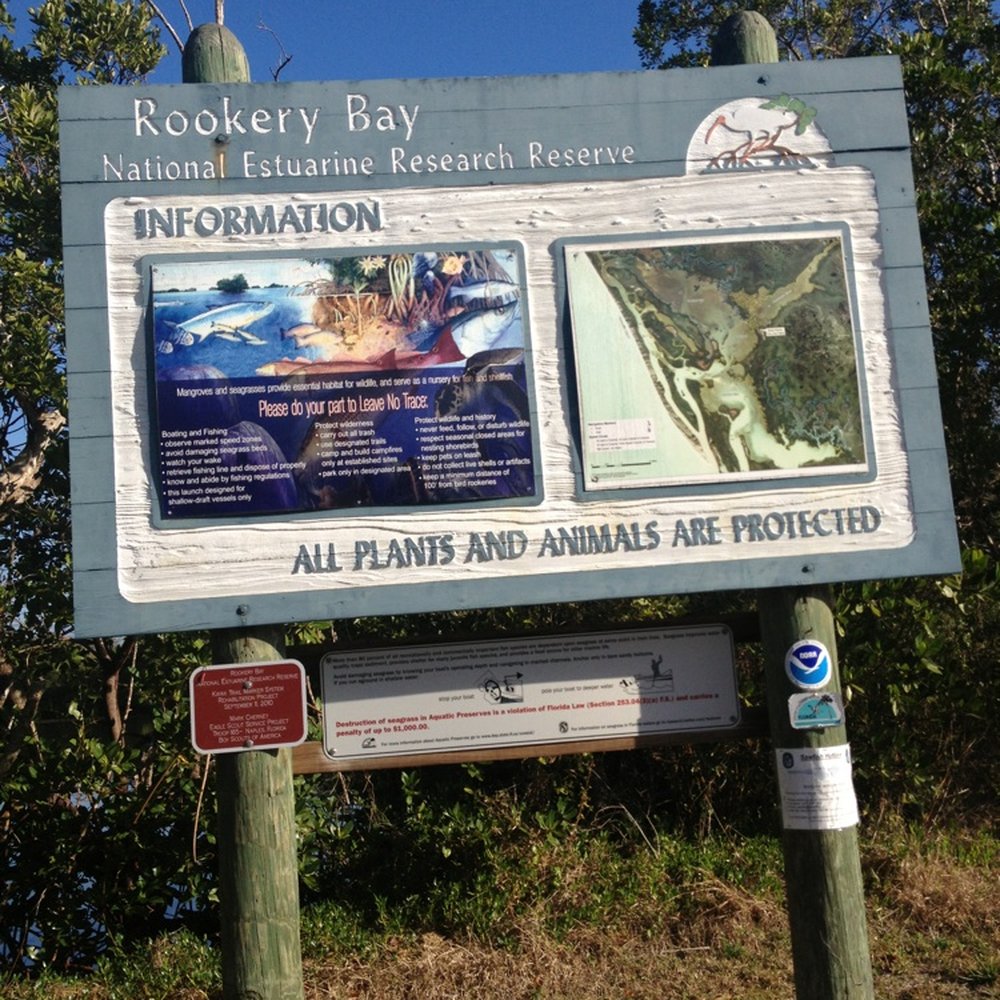 Rookery Bay Environmental Learning Center - Sign Near launch. - Rafting/Kayaking Near Me - Naples, Florida Rookery Bay Environmental Learning Center - Sign Near launch. - Rafting/Kayaking Near Me - Naples, Florida