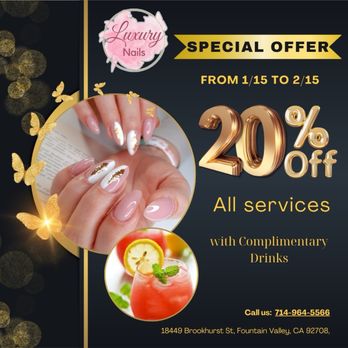 Luxury Nails & Spa - Re-grand opening special deal. - Nail Salons Near Me - Fountain Valley, California Luxury Nails & Spa - Re-grand opening special deal. - Nail Salons Near Me - Fountain Valley, California