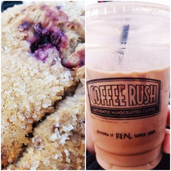 Coffee Rush - Marionberry scone and iced half sweet mocha. - Coffee & Tea Near Me - Beaverton, Oregon