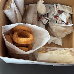 In array of hotdog and other items wrapped individually to perfection!