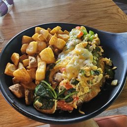 13$ veggie omelette comes with fried potatoes
