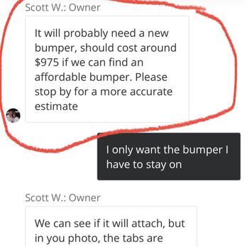 Wright Bet Auto Body - Here's another lie. He denied that he told me that I need a new bumper for $975. - Body Shops Near Me - Henderson, Nevada Wright Bet Auto Body - Here's another lie. He denied that he told me that I need a new bumper for $975. - Body Shops Near Me - Henderson, Nevada