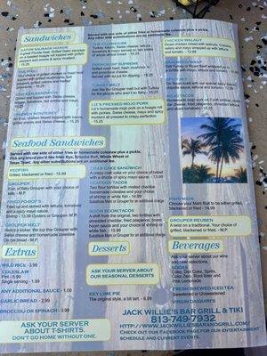 Menu photo 3 Jack Willie's Bar Oldsmar, FL