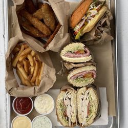Bear + Flag Roadside - Frickles, Burger, Paisano Sandwich, Turkey + Avocado Sandwich, our amazing sauces & fries. If you haven't had Awesomesauce - you'll love it!