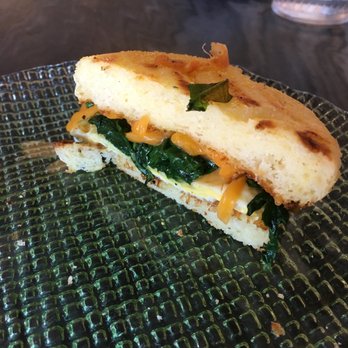 Caffe Bon Ami - Gluten free english muffin with egg, spinach and cheddar cheese - Bakeries Near Me - Cranston, Rhode Island Caffe Bon Ami - Gluten free english muffin with egg, spinach and cheddar cheese - Bakeries Near Me - Cranston, Rhode Island
