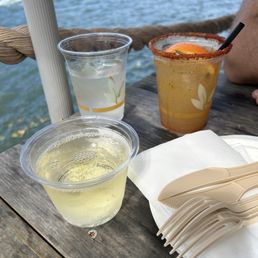 A margarita & glass of bubbles