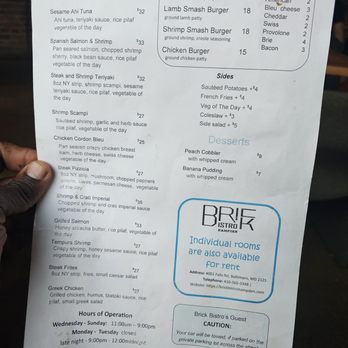 Brick Bistro Hampden - Menu - Seafood Near Me - Baltimore, Maryland