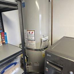 New 50 gallon water heater with earthquake straps.