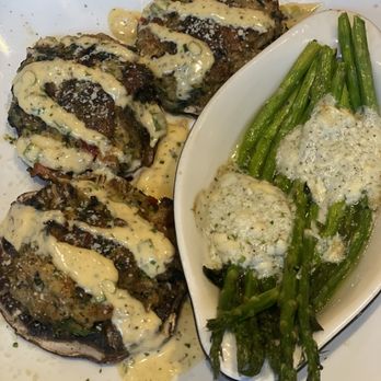 Half Shell Oyster House - Crab cakes and asparagus with Gorgonzola - Cajun/Creole Near Me - Pelham, Alabama Half Shell Oyster House - Crab cakes and asparagus with Gorgonzola - Cajun/Creole Near Me - Pelham, Alabama