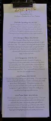 Menu photo 8 Del Valle Winery Livermore, CA Menu photo 8 Del Valle Winery Livermore, CA