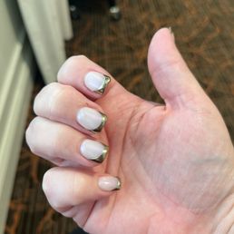 Chrome French manicure acrylic full set