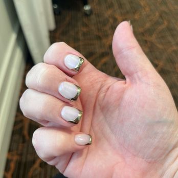 MV Nail Boutique - Chrome French manicure acrylic full set - Nail Salons Near Me - Reisterstown, Maryland