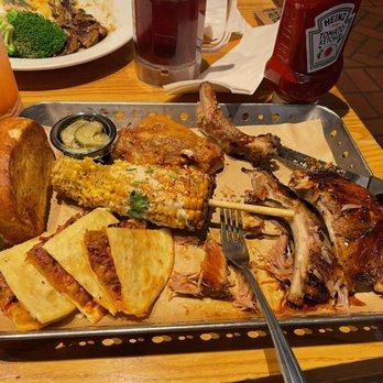 Chili's - Smokehouse Combo: Mains- Smoked Brisket Quesadillas, Half Rack of Ribs, and Cheesy Bacon Chicken. Sides: toast, pickles, and Mexican corn. - Tex-Mex Near Me - San Jose, California Chili's - Smokehouse Combo: Mains- Smoked Brisket Quesadillas, Half Rack of Ribs, and Cheesy Bacon Chicken. Sides: toast, pickles, and Mexican corn. - Tex-Mex Near Me - San Jose, California