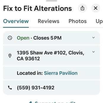 Fix To Fit Alterations - Hours and phone - Sewing & Alterations Near Me - Clovis, California Fix To Fit Alterations - Hours and phone - Sewing & Alterations Near Me - Clovis, California