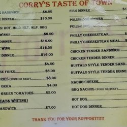 Corrys Taste Of Town - Menu