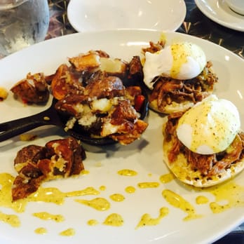 True Flavors Diner - Carolina Eggs Benedict with pulled pork and a red pepper hollandaise - Diners Near Me - Durham, North Carolina True Flavors Diner - Carolina Eggs Benedict with pulled pork and a red pepper hollandaise - Diners Near Me - Durham, North Carolina