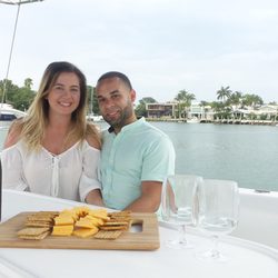 Sailing Adventures Miami - Champagne, cheese and crackers at the lagoon
