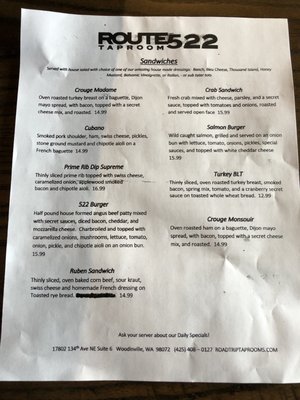 Menu photo 2 The 522 Woodinville, WA Menu photo 2 The 522 Woodinville, WA