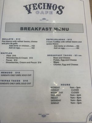 Menu photo 2 Vecinos Cafe Kerrville, TX