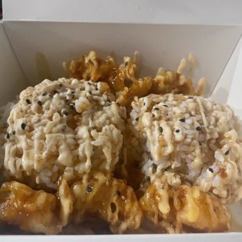 Kasabi - A stripped sushi roll haha just rice and shrimp with sauce on top - Japanese Near Me - Poplar Bluff, Missouri