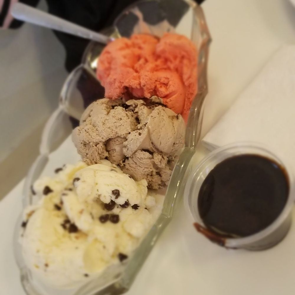 Crown Candy Kitchen - Strawberry, chocolate chip, and chocolate chocolate chip, hot fudge on the side. - Candy Stores Near Me - St. Louis, Missouri Crown Candy Kitchen - Strawberry, chocolate chip, and chocolate chocolate chip, hot fudge on the side. - Candy Stores Near Me - St. Louis, Missouri
