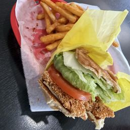 Fried Chicken Breast Sandwich & Fries Fried Chicken Breast Sandwich & Fries