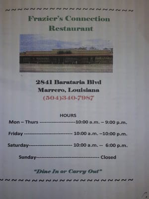 Menu photo 8 Frazier's Connection Marrero, LA