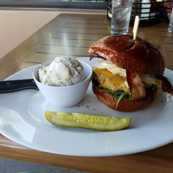 Waypoint Cafe - Breakfast burger with potato salad. - American Near Me - Camarillo, California Waypoint Cafe - Breakfast burger with potato salad. - American Near Me - Camarillo, California