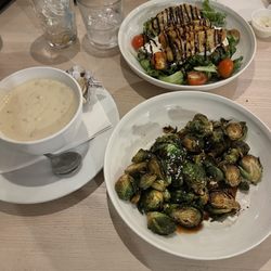 Chapin's Bayside - Clam chowder, bruschetta, and Brussels sprouts- not pictured: delicious boneless buffalo wings